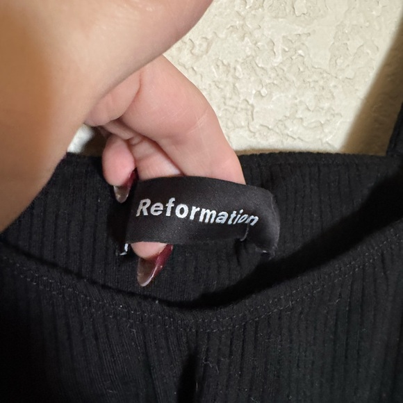 Reformation Jayne Midi Rib Dress Sz Large in Black - Picture 5 of 8